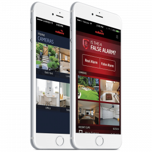 Image of a mobile phone with the Redwire security app control screen